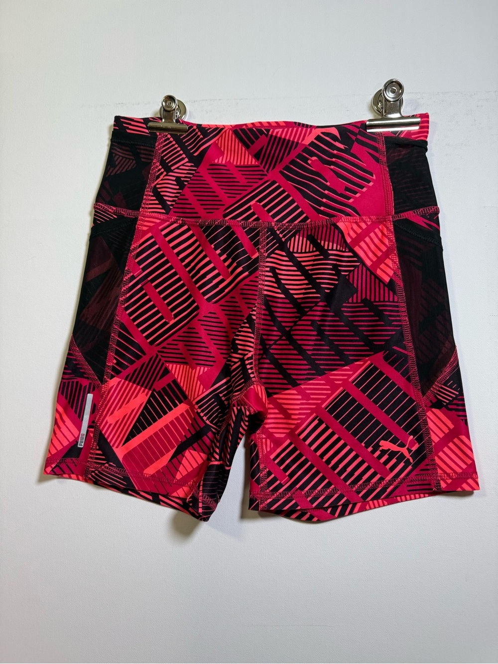 Puma Red & Black Graphic Athletic Shorts